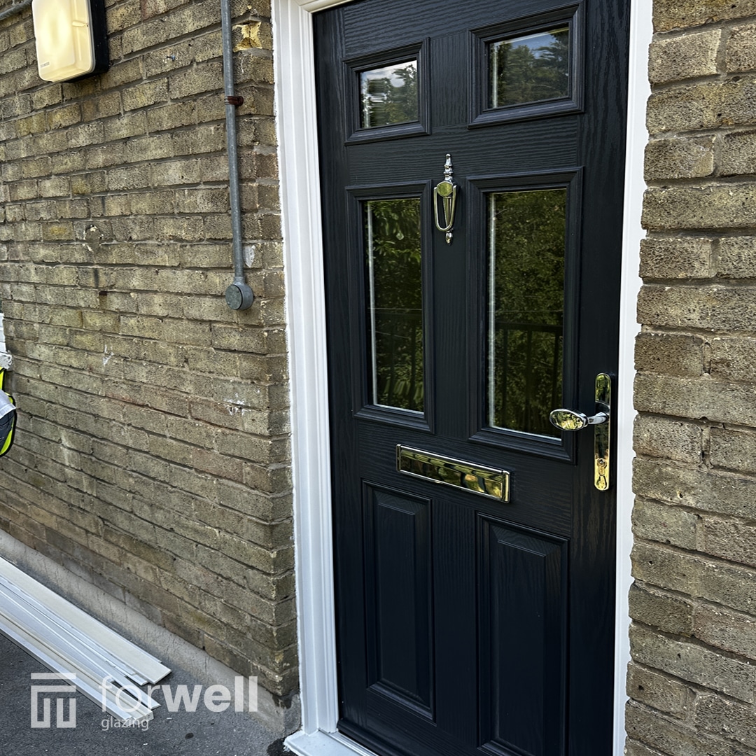 New navy blue composite front door with leaded glass New navy blue composite front door with leaded glass