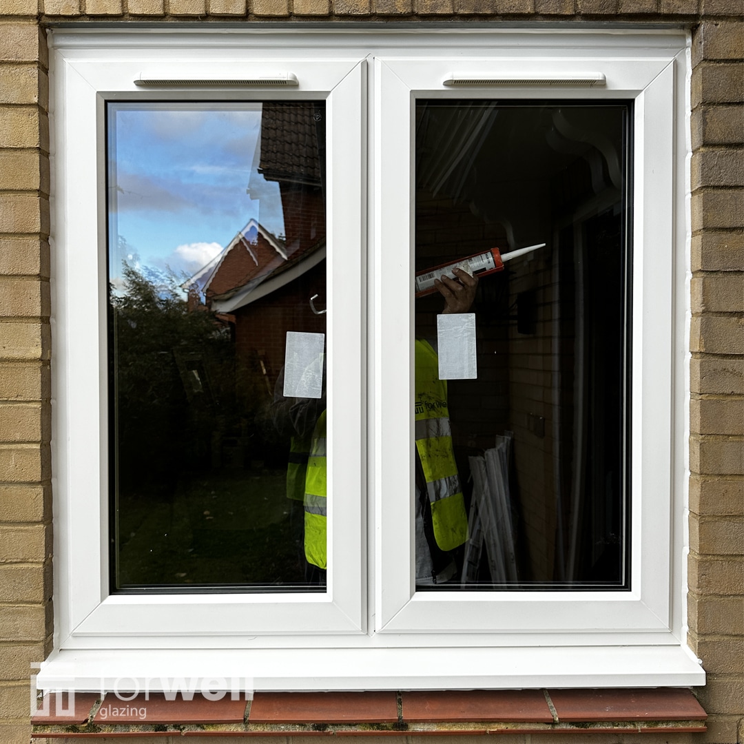 New white uPVC casement window seen from inside New white uPVC casement window seen from inside